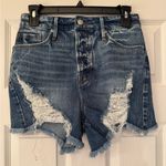Good American  Bombshell Women’s Blue Denim Distressed Cotton Shorts Size 0/25 Photo 5