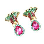 Butterfly Earrings Rhinestones Drop Dangle Crystal Accents Art Deco Festive New Purple Photo 7