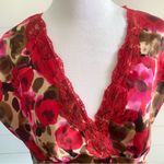 Flora Nikrooz  Vintage Floral Red Pink lace top Size L‎ Photo 11