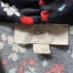 Loft Outlet Top Large Long Sleeve Blouse Sweater Faux Wrap Dark Blue Floral Photo 3