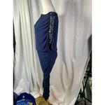 Midnight Velvet Womens Navy Blue Embellished Ruched Evening Gown Dress Size 6 Photo 1