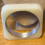 Liz Claiborne Vintage Acrylic Ivory Square Bangle Photo 0