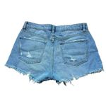 ZARA  Frayed High Rise Denim Shorts Medium Wash Button Fly Women's SZ 8 #2095 Photo 2