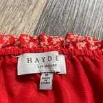 Hayden Smocked Ruffle Red Floral Midi Dress Medium Cottagecore Boho Silk Fall Photo 4