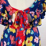 White Birch Empire Waist Flutter Sleeve Tie Back Bold Floral Mini Dress 1X New Photo 8