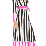 We Are‎ Leone Dress Silk Contrast Maxi Cardigan Striped Belted Long Sleeve S/M Black Photo 1