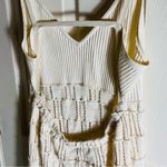ZARA  Boho-Chic Ivory Crochet Midi Dress – V-Neck & Spaghetti Straps Size Large Photo 8