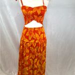 Tiare Hawaii Havana tropical orange crop top and maxi skirt set size small Photo 3