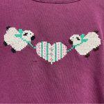 Women’s M Purple Sweater w/Heart sheep Design embroidery distressed comfy Size M Photo 8