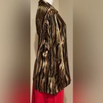 Ashley Stewart Satin Gold & Black Tiger Animal Print Button Down Blouse Sz 20. Photo 4