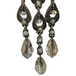 Vintage Marcasite Chandelier Dangle Earrings Rhinestone Statement drop Earrings Gray Photo 1