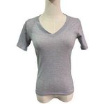 Athleta  Renew Ribbed V-Neck Tee Gray XS Women’s Fitted Short Sleeve Shirt Photo 0