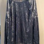 LC Lauren Conrad Lauren Conrad LC velour feel flare top denim blue long sleeve size XL womens Photo 0