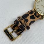 Nine West  gold tone women watch 40mm quartz analog leopard print running Photo 4