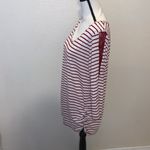 French Laundry  red striped ruched sides sequined lace sleeves casual shirt Photo 1