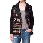 ZARA NWOT Embroidered Aztec Tribal Moto Leather Trim Jacquard Jacket Size Medium Photo 2