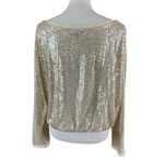 Lulus  Gold Sequin Sparkle Long‎ Sleeve Top L Glam Holiday Party Going Out Photo 1