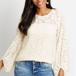 Maurice's NWT‎  Solid cozy lace balloon sleeve top cream size large Photo 0