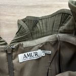 Amur Lorena Strapless Mini Dress Olive Green Pleated Ruffle Women Size 4 Photo 5