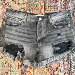 Free People FINAL PRICE Charcoal Distressed Denim Shorts Photo 0