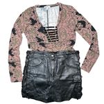 Black Side Laced Mini Leather Skirt size Medium Photo 7