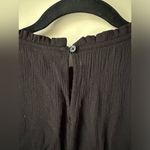 Time & Tru  Women's M Black floral embroidered Bell Sleeve Top Pleats ruffles Photo 5