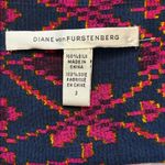 Diane Von Furstenberg  Silk Wrap Dress Size 2 Magenta Navy Geometric Classic Photo 2