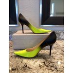 Jimmy Choo Agnes Degrade neon yellow green matte black Ombre pump heels 40.5 Photo 13