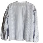 Sugar Lips Long Puff Sleeve Embroidered White with Stripe Button Down Shirt M Size M Photo 5