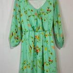Copper Key  Women’s 3/4 Sleeve Mini Floral Print V Neck Dress Mint Size Med EUC Photo 0