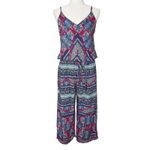 Tommy Bahama  Blouson Jumpsuit L $148 Wide Leg Stretch Tropical Beachy Pockets‎ Photo 2