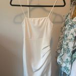 Blue Blush White Shirred Asymmetrical Dress Photo 0