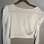 SheIn  White Ruched Long Sleeve Crop top Blouse Wide Neck Sz S T-shirt Y2K Photo 6