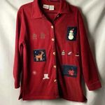 CAPACITY PETITES WO SIZE MEDIUM RED WINE FLEECE WINTER PATCH SHIRT JACKET Photo 2