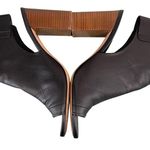 Vince Addie Black Leather Peep Toe Bootie Heel Size 8.5 Photo 2