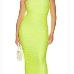 Good American  Satin Ruched Tube Maxi Dress in Electric Lime002 4XL Photo 0