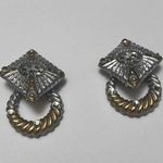 Lee Judy  Clip On Earrings Gold Tone / Silver Tone Hand Crafted Door Knocker Photo 3