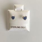 925 Sterling Silver Blue Heart Earring Studs Photo 0