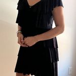 Vivienne Tam Black Short Sleeve Casual Dress with Ruffles Size M Photo 8