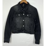 Free People  Rumors Black Denim Jacket Sz XS Photo 14