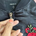 Forever 21 Floral Embroidered Bomber Jacket - Black and Pink Photo 4