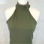 Bebe olive green cross back mock neck bodycon midi dress size large Photo 2
