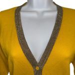 The Limited  Mustard Yellow 3/4 Sleeve V Neck Beaded Trim Cardigan XS Photo 2