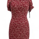 Trixxi Clothing Company Red Floral Smocked Puff Sleeve Mini Dress Photo 0