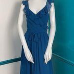 Joanna August  Ceremony chiffon formal teal wrap dress. NWT Photo 5