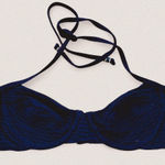 Shoshanna navy blue textured sweetheart cut halter bikini top A Cup new Photo 0