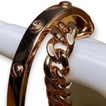 Henri Bendel The A-List Layered Rose Gold Riveted Swarovski Chain Cuff Bracelet Photo 6