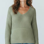 Adyson Parker Alyson Parker NEW Green Knit Sweater V Neck Textured Soft Cozy Stretch Size S Photo 0