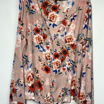 Sanctuary Women's Floral Split Neck Button Front Knot Blouse Blush Large NWOT Photo 0