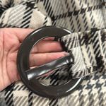 SOIA & KYO Wool Plaid Belted Coat Oversized Asymmetrical Collar Canadian Photo 5